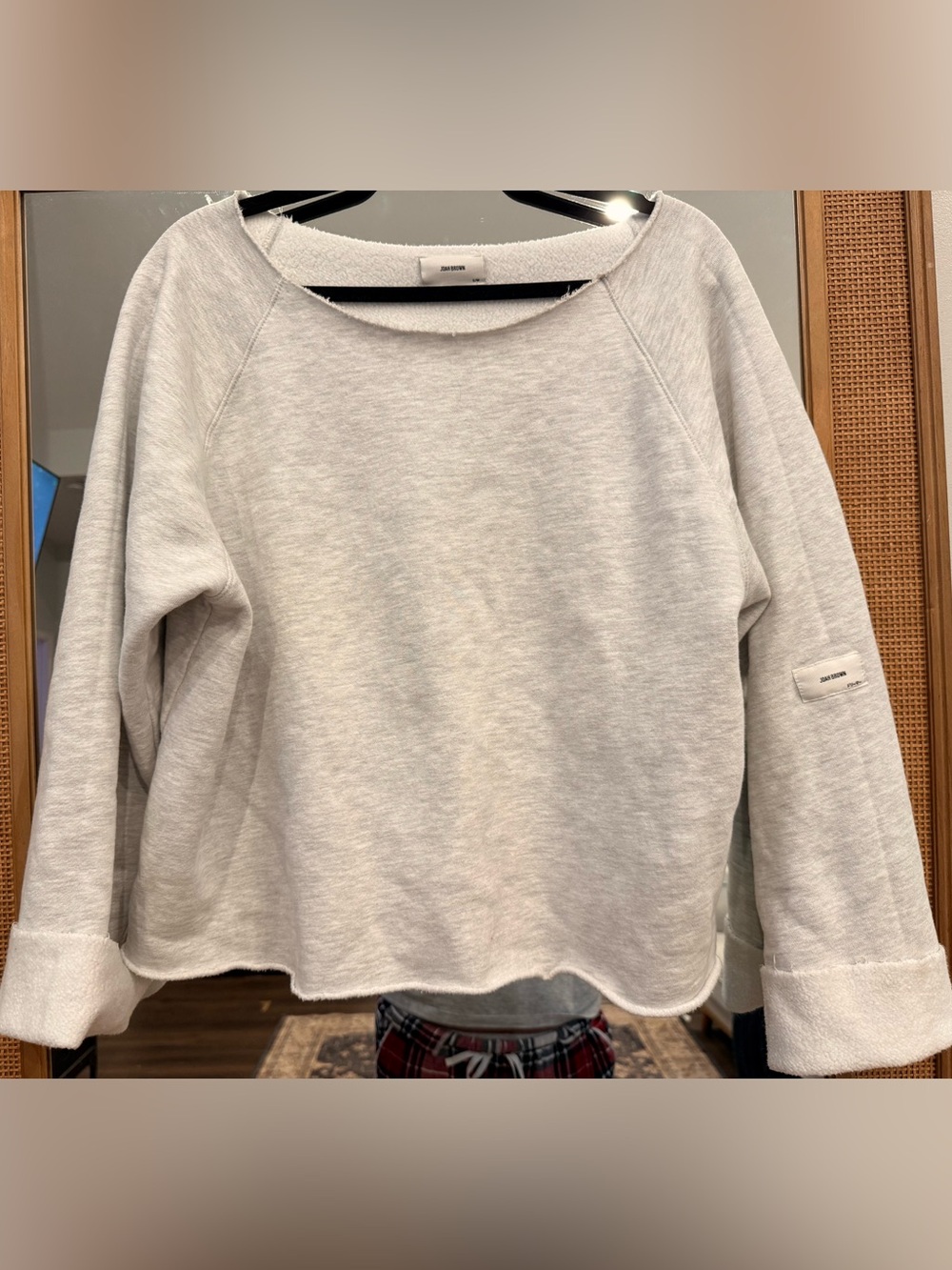 Joah Brown Slouchy Pullover Sweatshirt in Pearl Grey French Terry - Picture 6 of 8